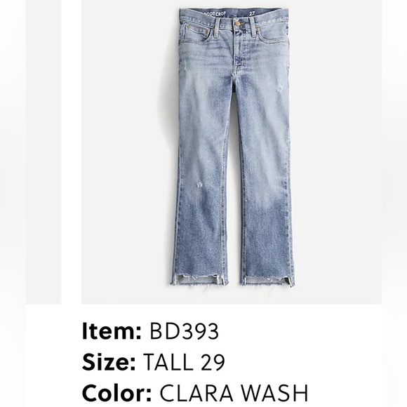 EUC* Jcrew 9" mid-rise demi-boot crop jean in Clara wash - Picture 2 of 5